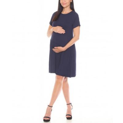 White Mark Women's Asymmetrical Waistline Maternity Dress