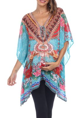 Maternity Short Caftan with Tie-up Neckline