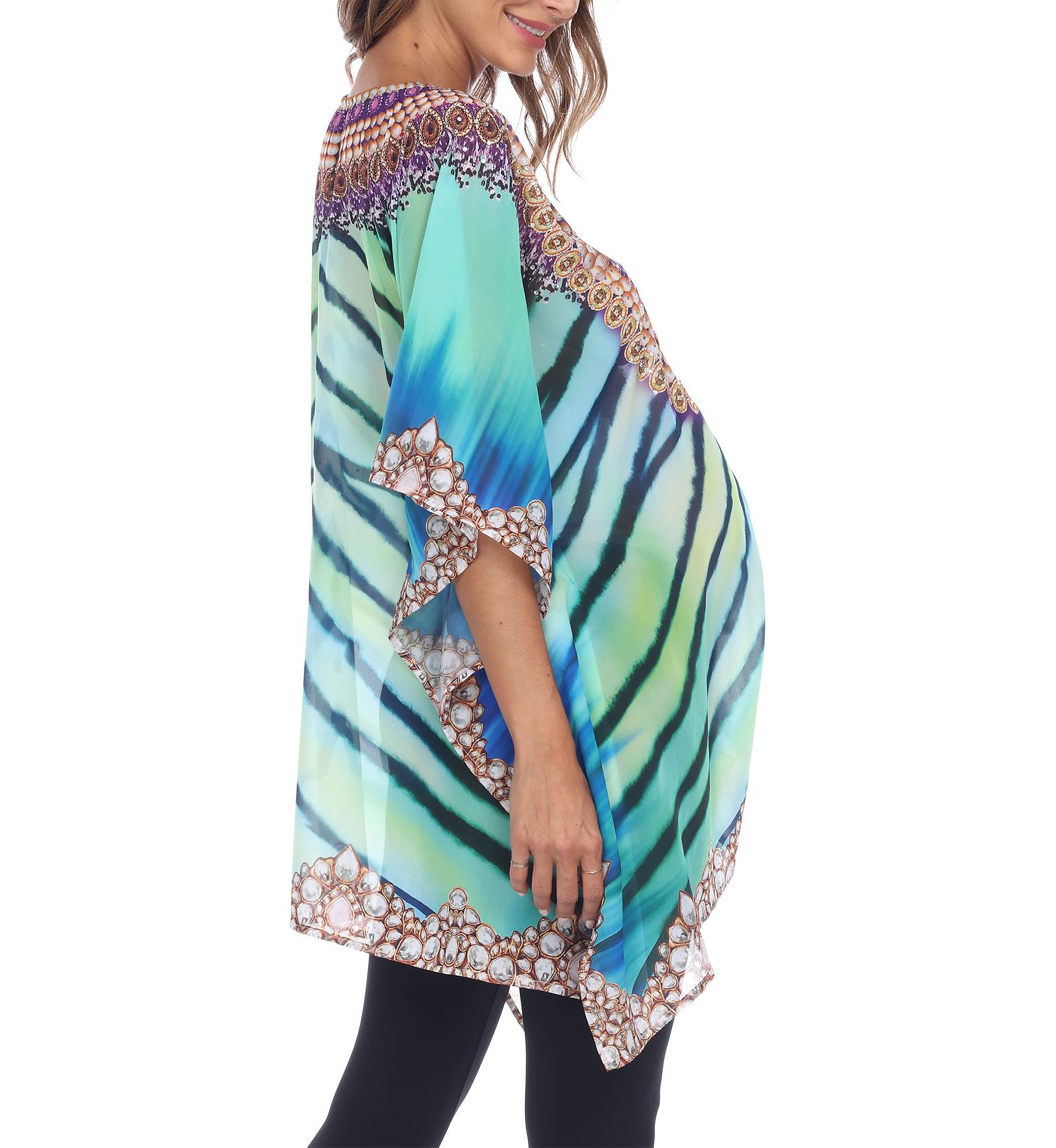 Maternity Short Caftan with Tie-up Neckline