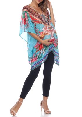 Maternity Short Caftan with Tie-up Neckline