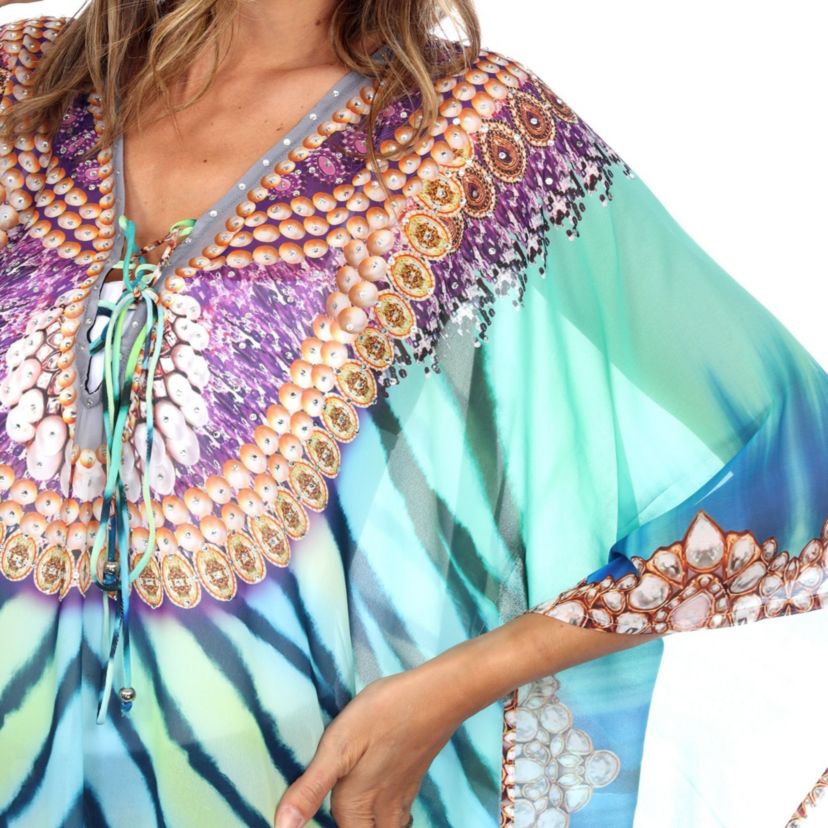 Maternity Short Caftan with Tie-up Neckline