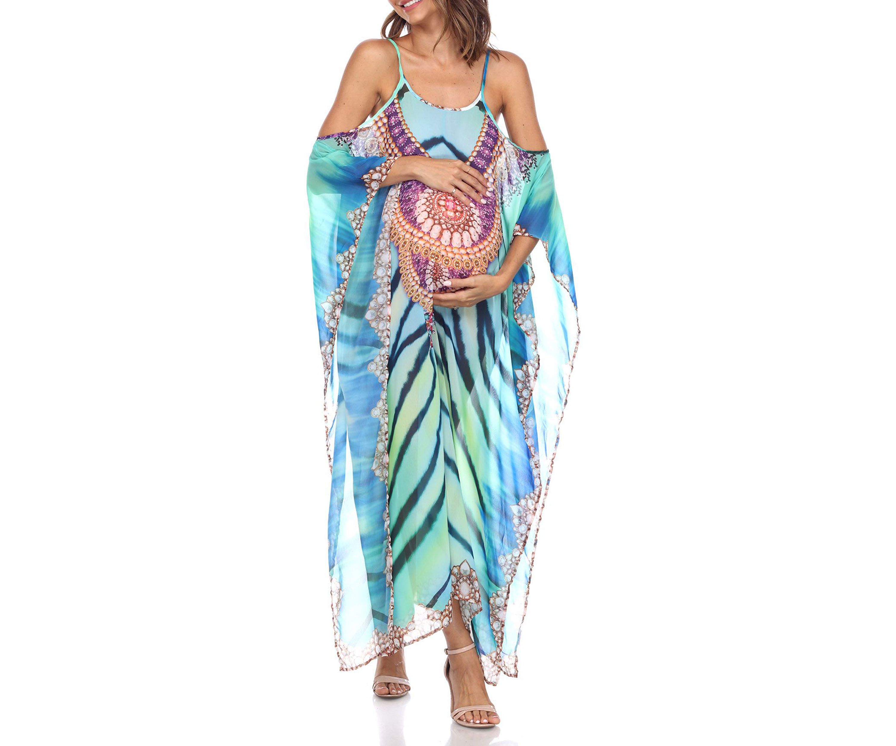 Maternity Plus Size Sheer Maxi Caftan
