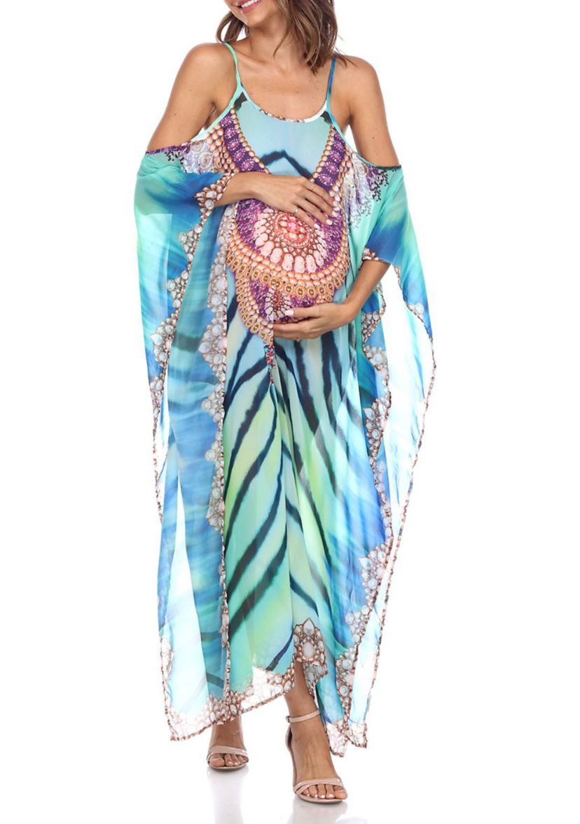 Maternity Plus Size Sheer Maxi Caftan