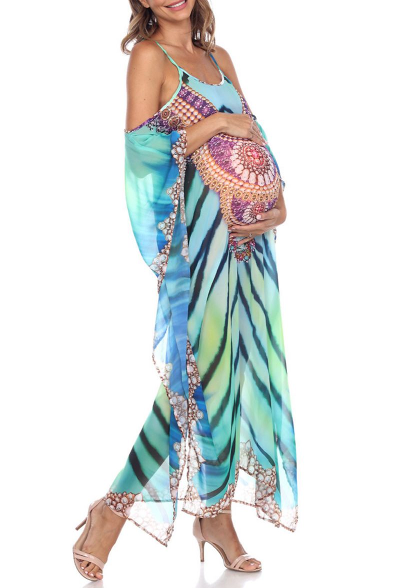 Maternity Plus Size Sheer Maxi Caftan