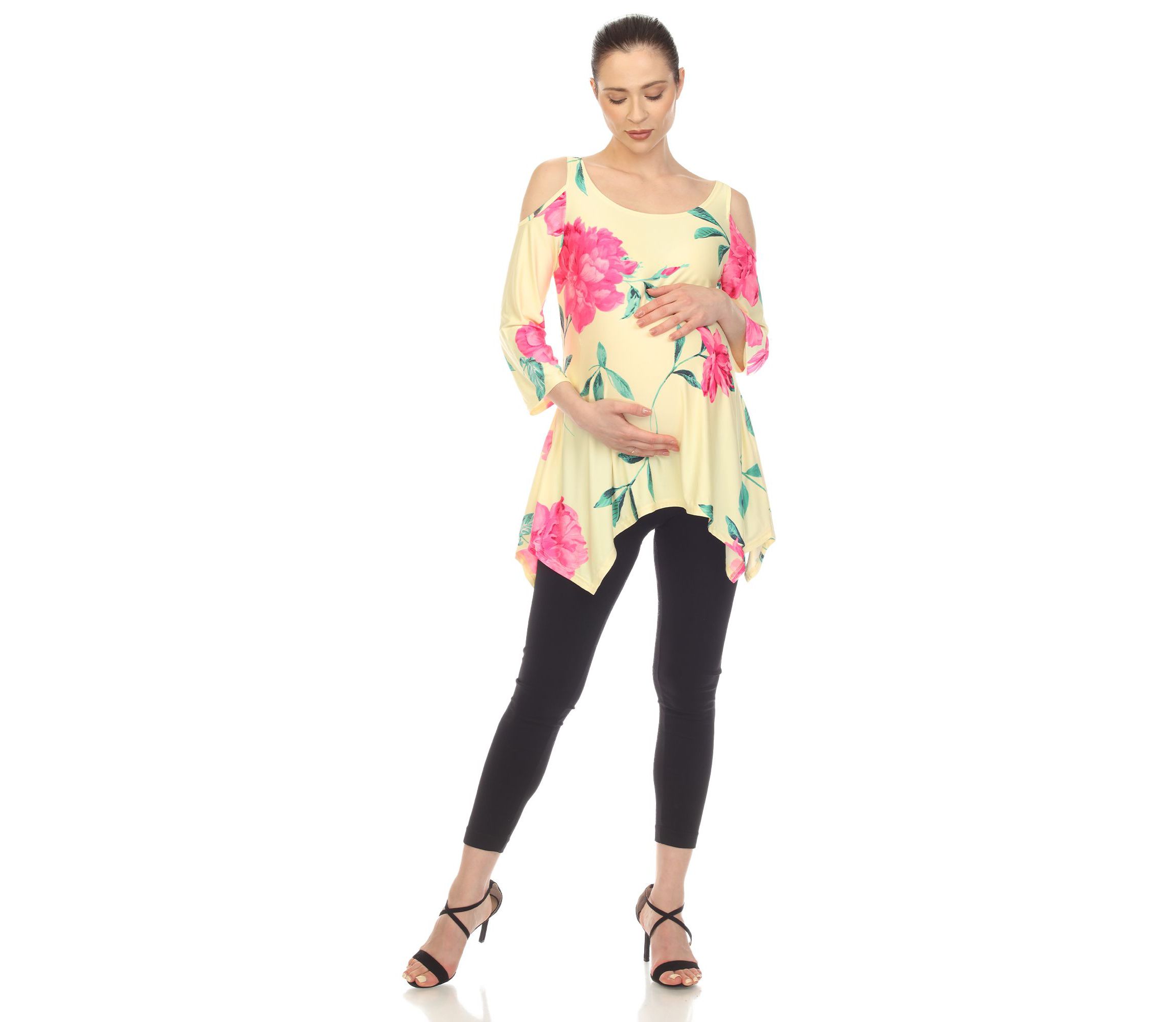 Maternity Floral Printed Cold Shoulder Tunic