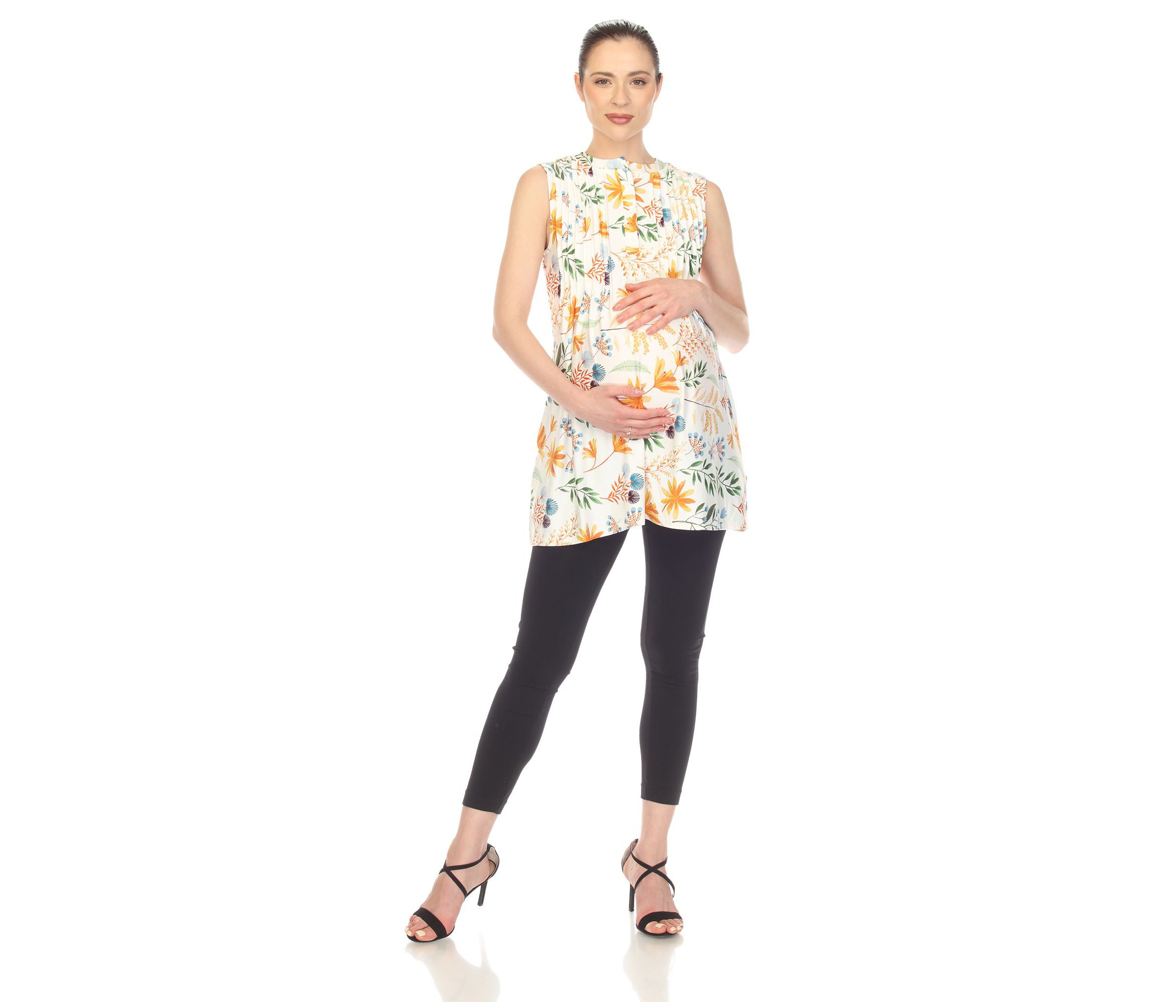 Maternity Floral Sleeveless Tunic Top