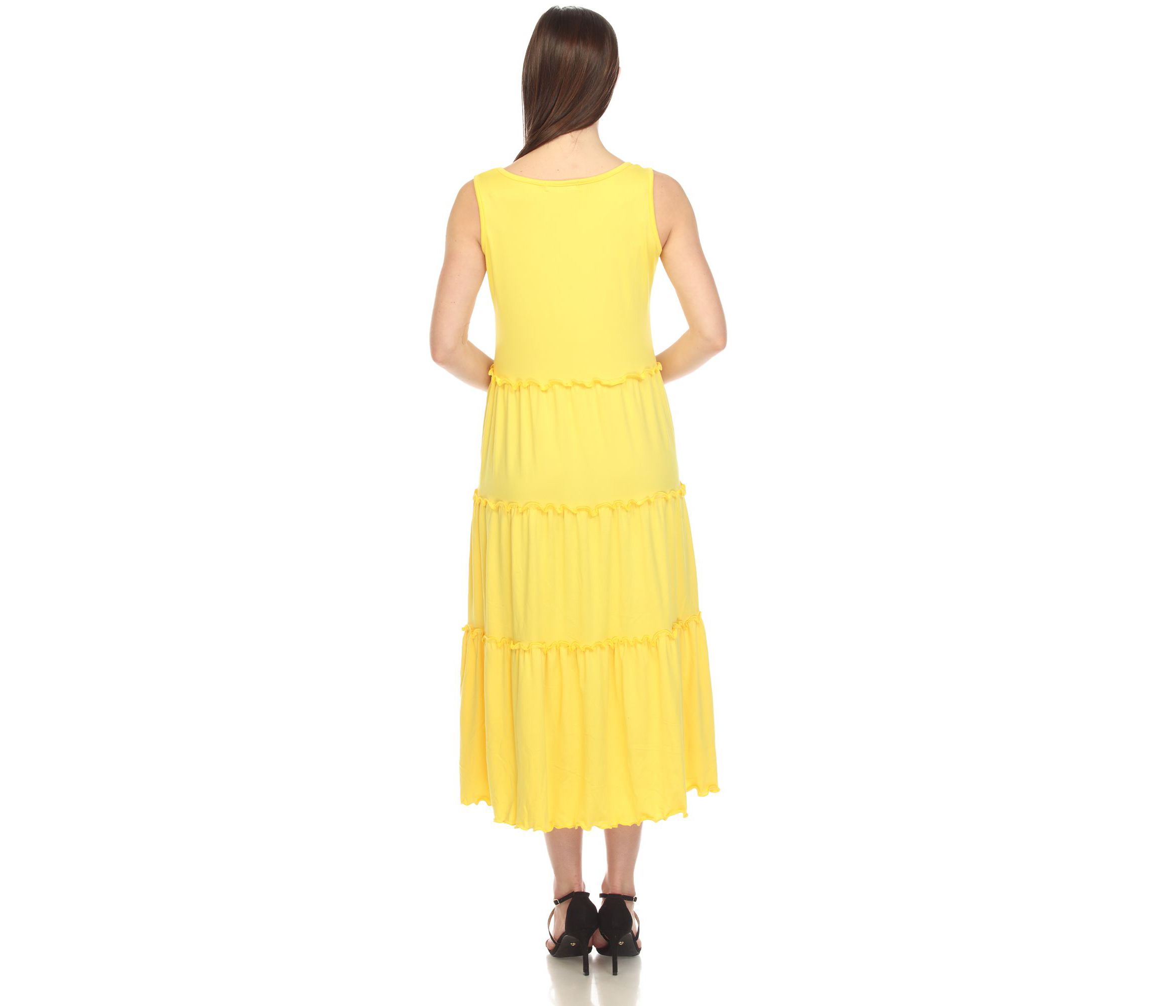 Maternity Scoop Neck Tiered Midi Dress