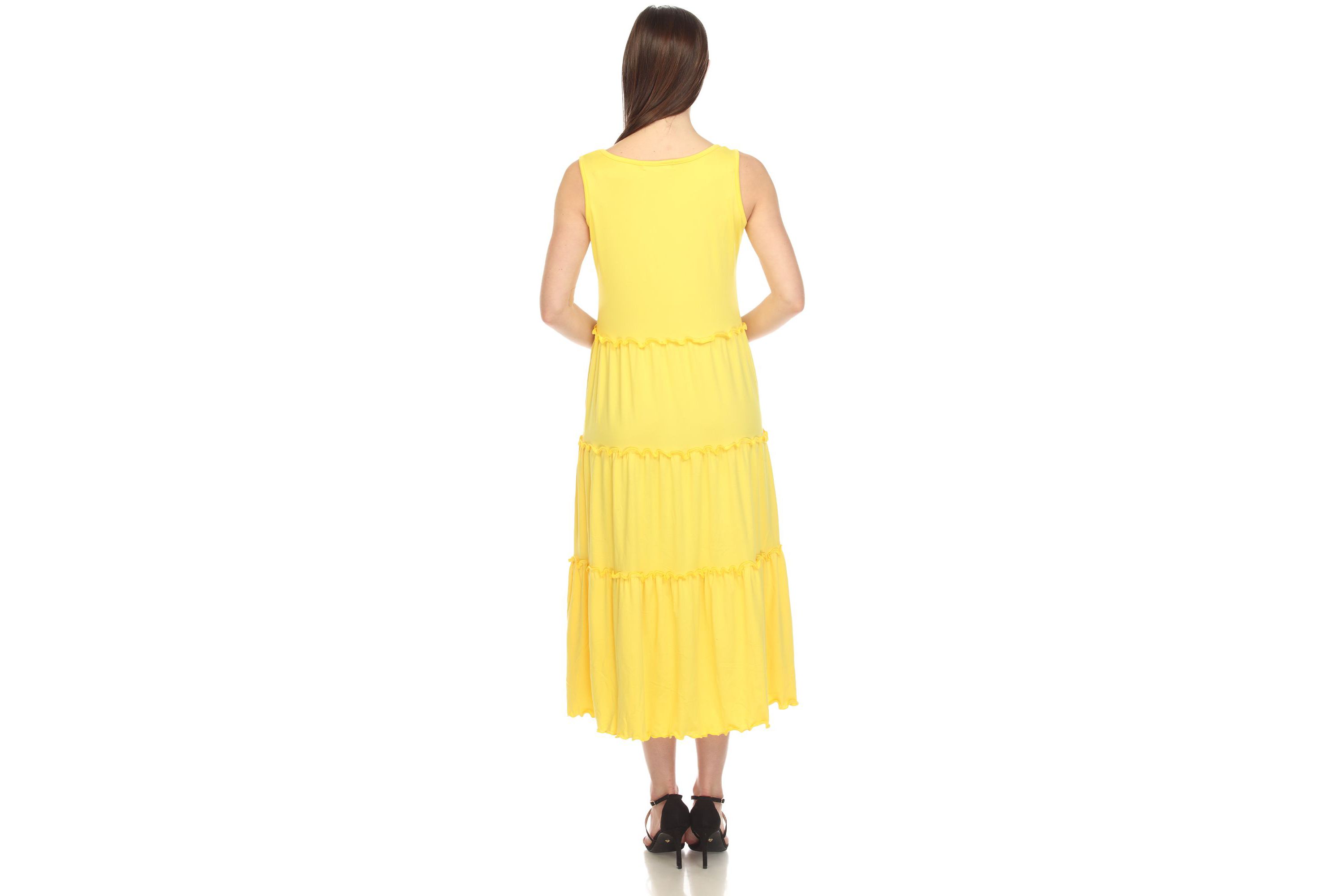 Maternity Scoop Neck Tiered Midi Dress