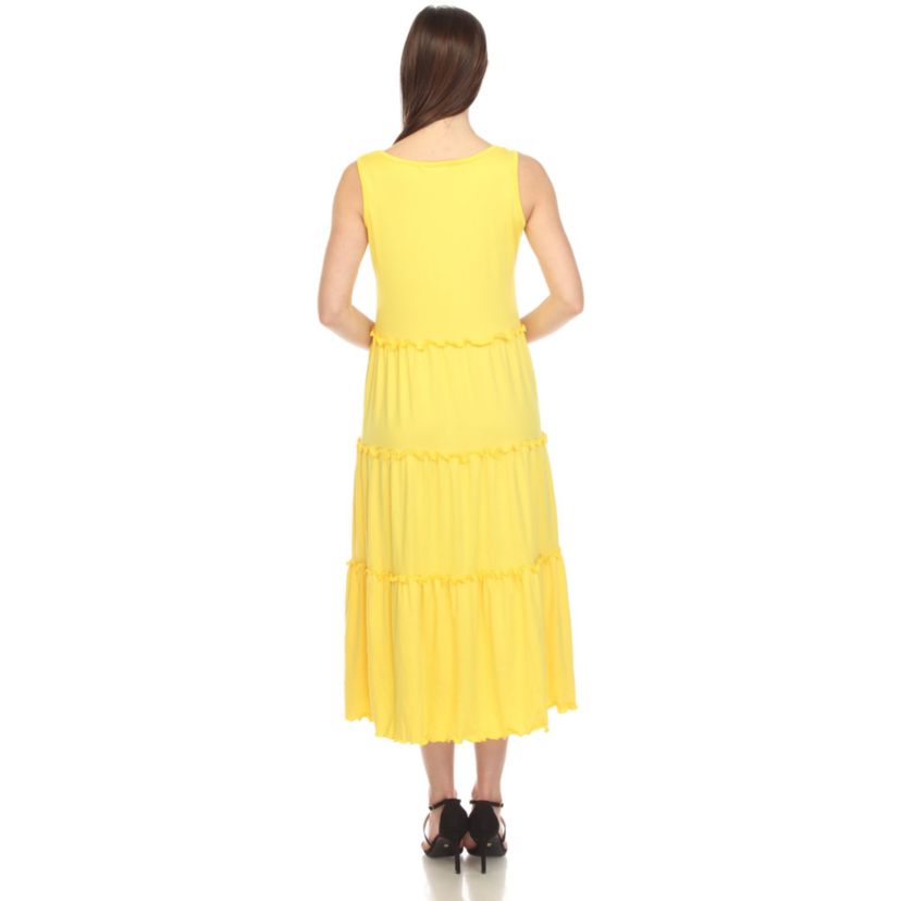 Maternity Scoop Neck Tiered Midi Dress