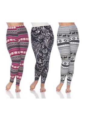 White Mark Women's Plus Size Pack of 3 Leggings