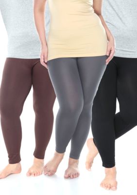 White Mark Women's Plus Size Pack of 3 Leggings (One Size Fits Most)