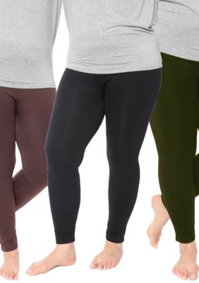 White Mark Women's Plus Size Pack of 3 Leggings (One Size Fits Most)