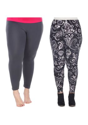 White Mark Women's Plus Size Leggings - 3 Pack