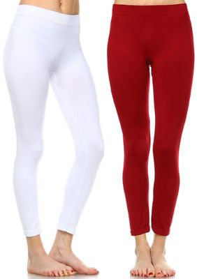 White Mark Women's Pack of 2 Solid Leggings