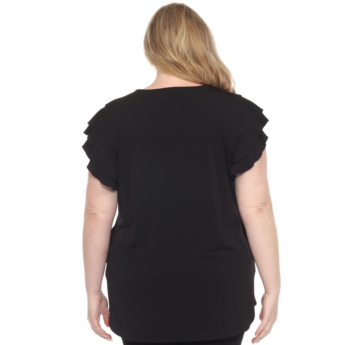 Plus Size Ruffled Sleeve Solid Top