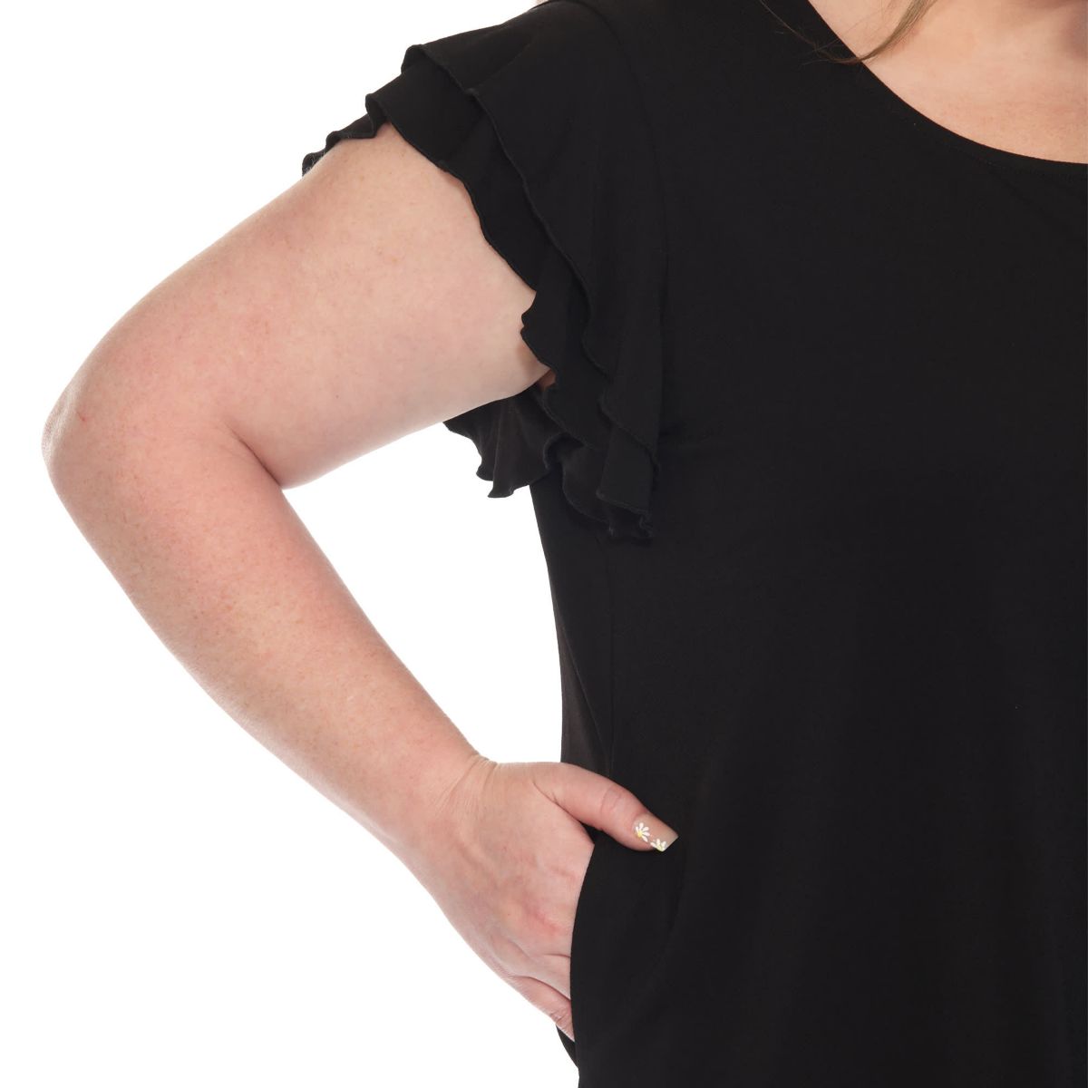 Plus Size Ruffled Sleeve Solid Top