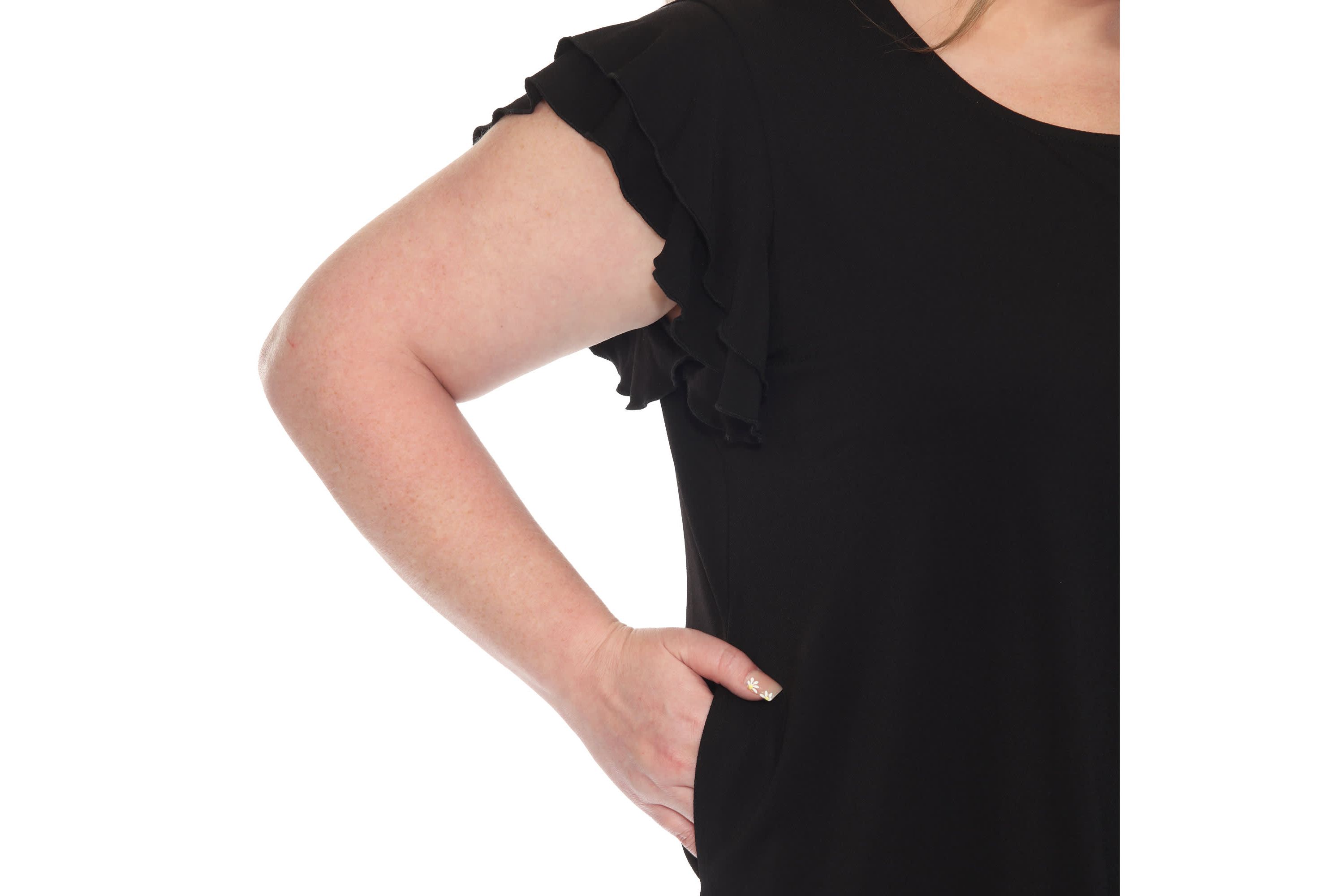 Plus Size Ruffled Sleeve Solid Top