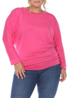 White Mark Women's Plus Size Dolman Sleeve Top