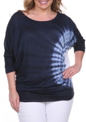 White Mark Women's Plus Size Tie Dye Tunic