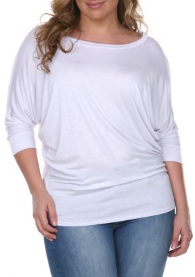 White Mark Women's Plus Size Bat Sleeve Tunic, 3X
