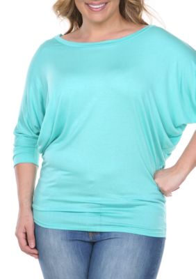White Mark Women's Plus Size Bat Sleeve Tunic