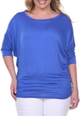 White Mark Women's Plus Size Bat Sleeve Tunic, 3X