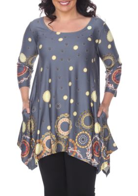 White Mark Women's Plus Size Erie Tunic, Grey, 4X