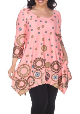 White Mark Women's Plus Size Erie Tunic, Coral, 3X
