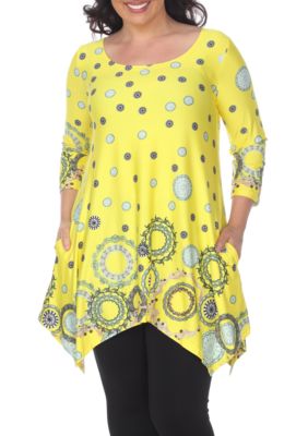 White Mark Women's Plus Size Erie Tunic, Yellow, 4X