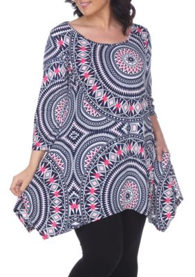 White Mark Women's Plus Size Maji Tunic, Red, 4X