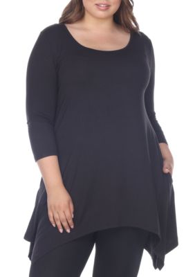 White Mark Women's Plus Size Makayla Tunic, Black, 1X