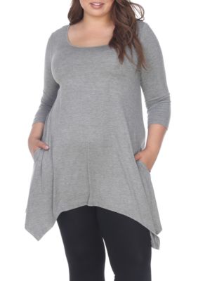 White Mark Women's Plus Size Makayla Tunic, Grey, 4X