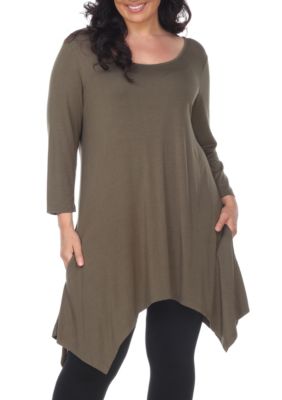 White Mark Women's Plus Size Makayla Tunic, Green, 4X