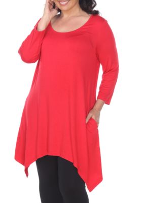 White Mark Women's Plus Size Makayla Tunic, Red, 3X