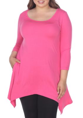 White Mark Women's Plus Size Makayla Tunic, Pink, 2X