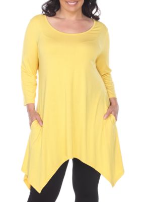 White Mark Women's Plus Size Makayla Tunic, Yellow, 4X