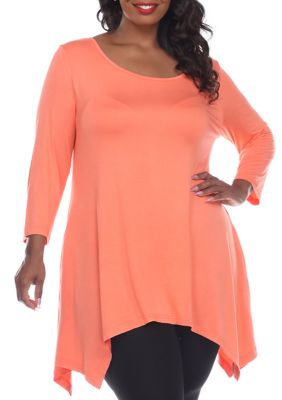 White Mark Women's Plus Size Makayla Tunic, Light Orange, 1X