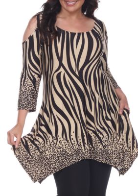 White Mark Women's Plus Size Antonia Cut Out Shoulder Tunic, 3X