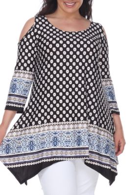 White Mark Women's Plus Size Antonia Cut Out Shoulder Tunic, 3X