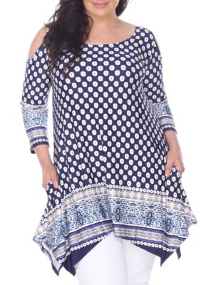 White Mark Women's Plus Size Antonia Cut Out Shoulder Tunic, 1X