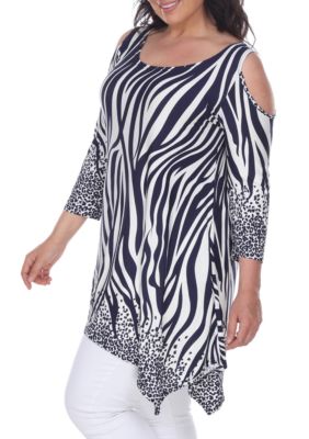 White Mark Women's Plus Size Antonia Cut Out Shoulder Tunic, 3X