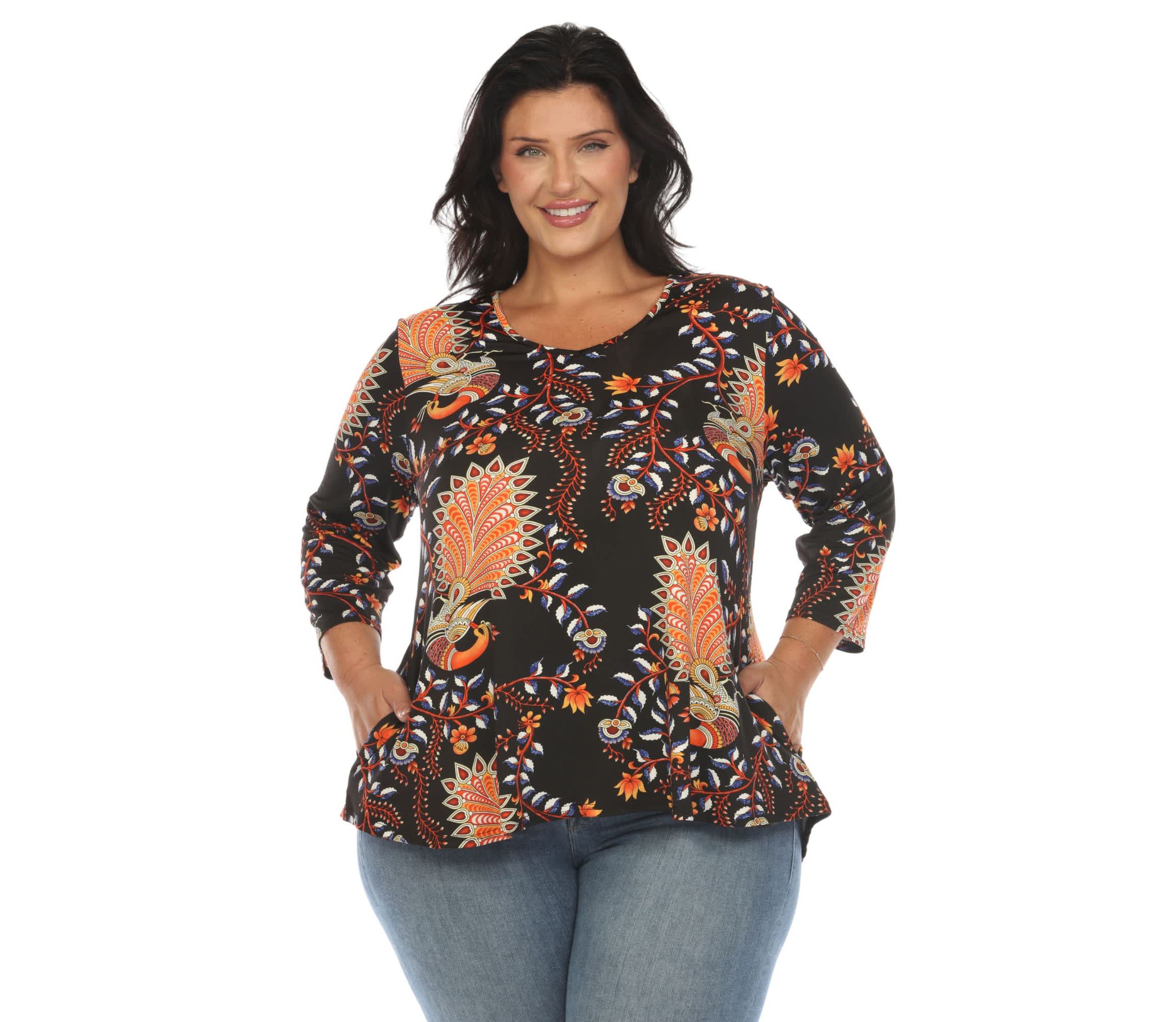 Plus Size Vibrant Boho Swing Top