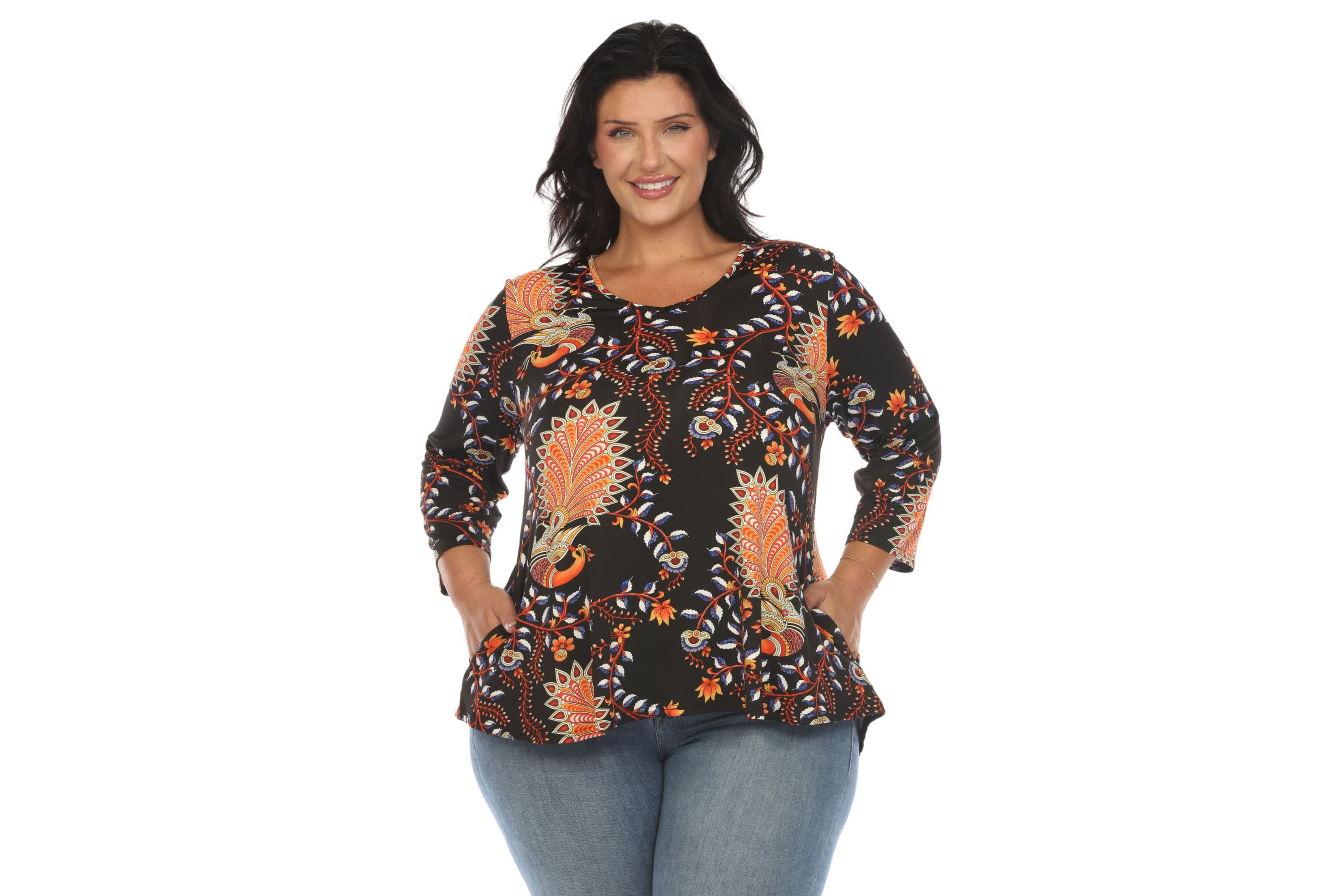Plus Size Vibrant Boho Swing Top