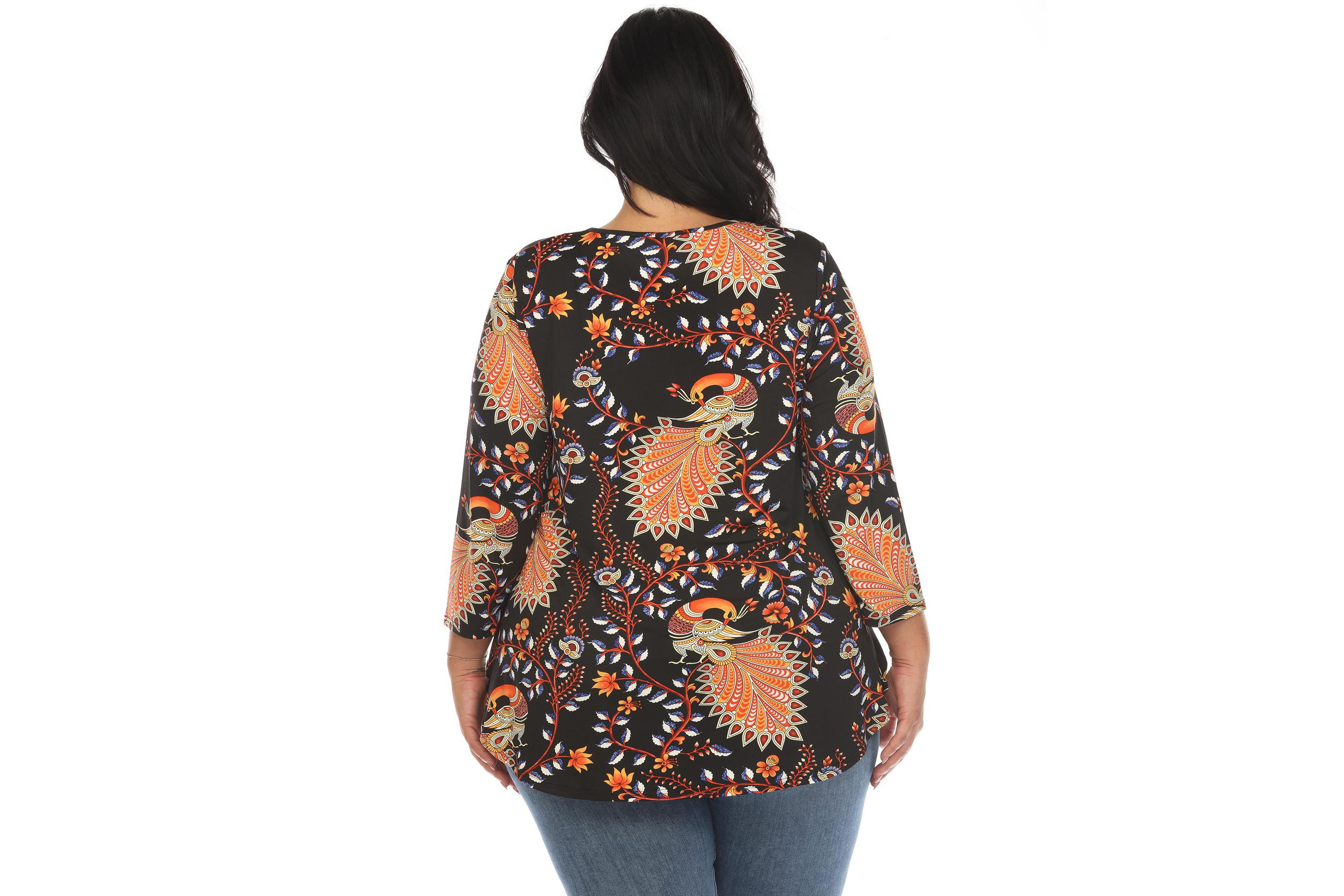 Plus Size Vibrant Boho Swing Top