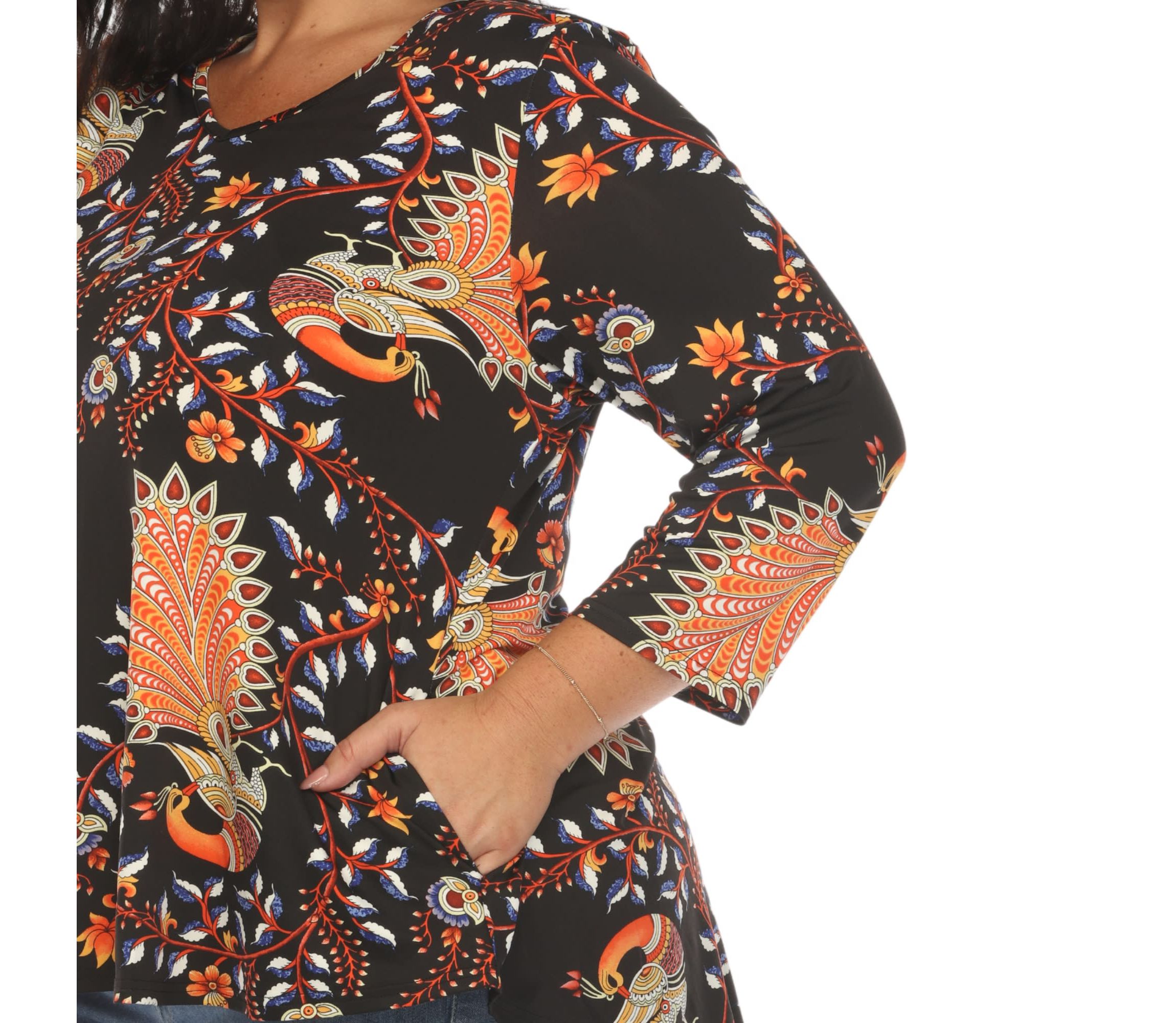 Plus Size Vibrant Boho Swing Top