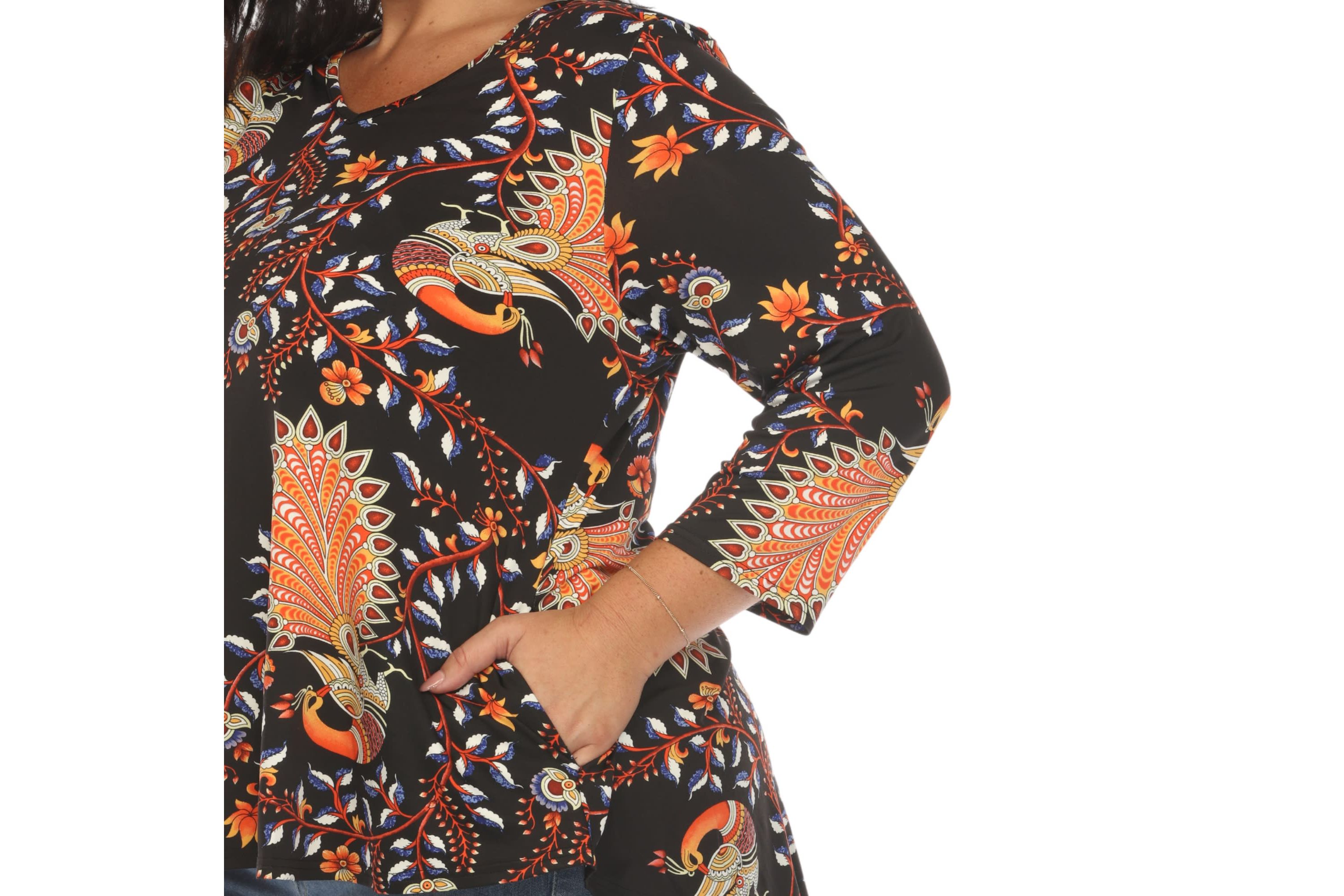 Plus Size Vibrant Boho Swing Top