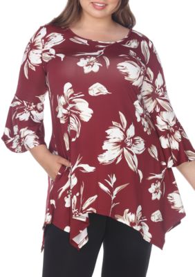 White Mark Women's Plus Size Blanche Tunic Top, Red, 4X