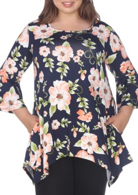 White Mark Women's Plus Size Blanche Tunic Top, Peach, 1X