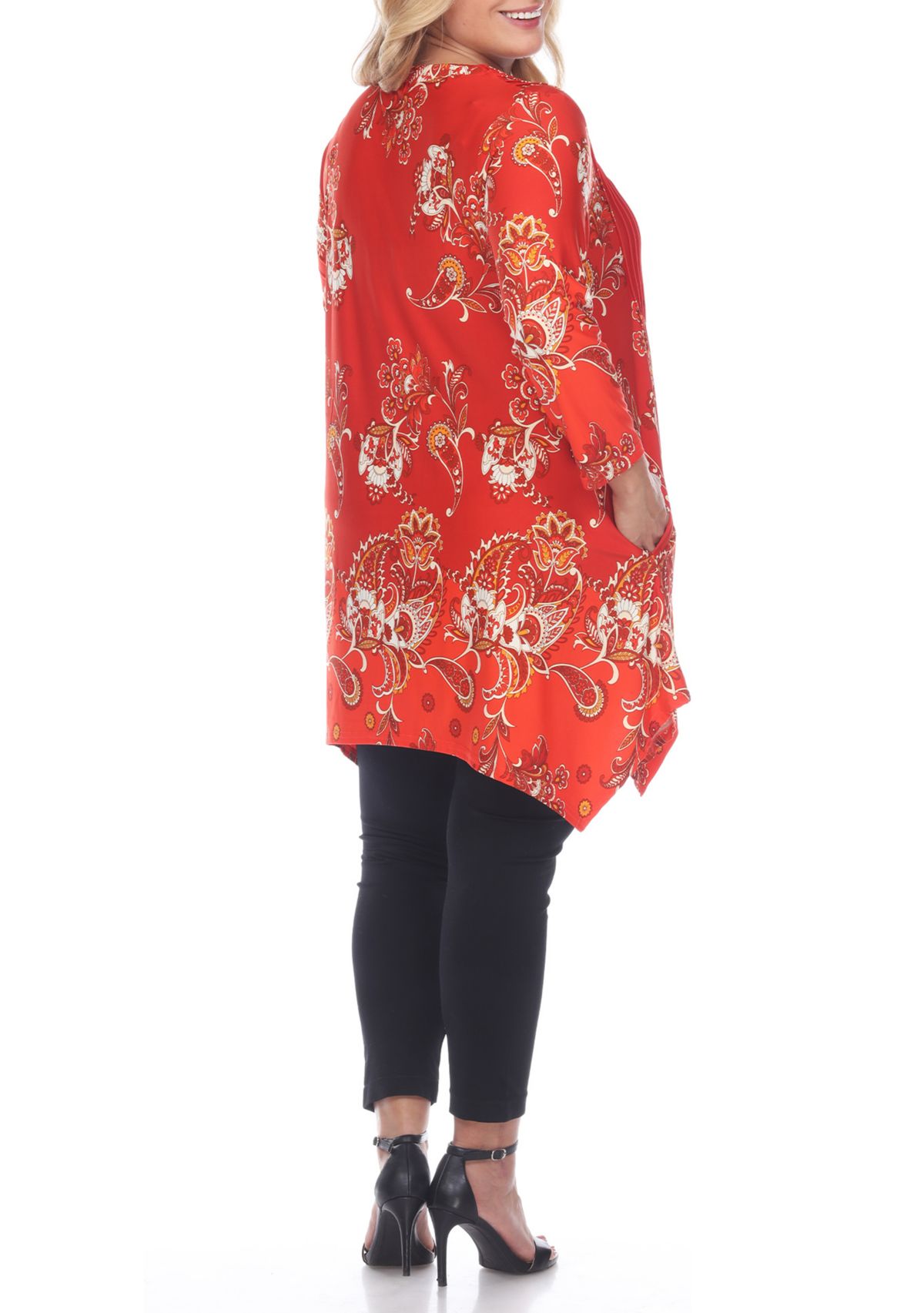 Plus Size Paisley Scoop Neck Tunic Top with Pockets