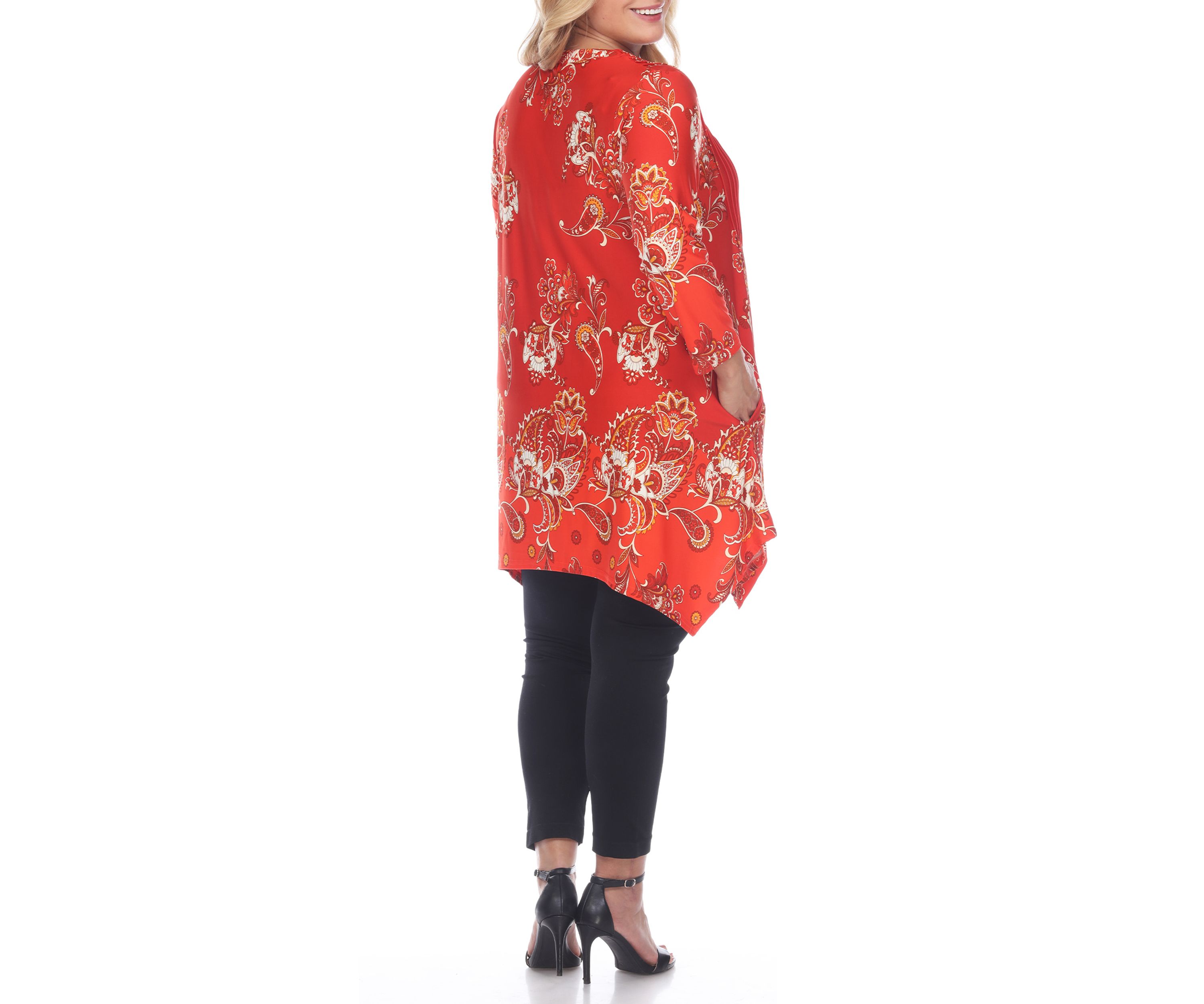 Plus Size Paisley Scoop Neck Tunic Top with Pockets